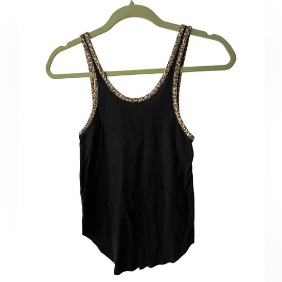 Victoria’s Secret PINK Black Ribbed Tank Top with Cheetah Detail size XS - Picture 1 of 6